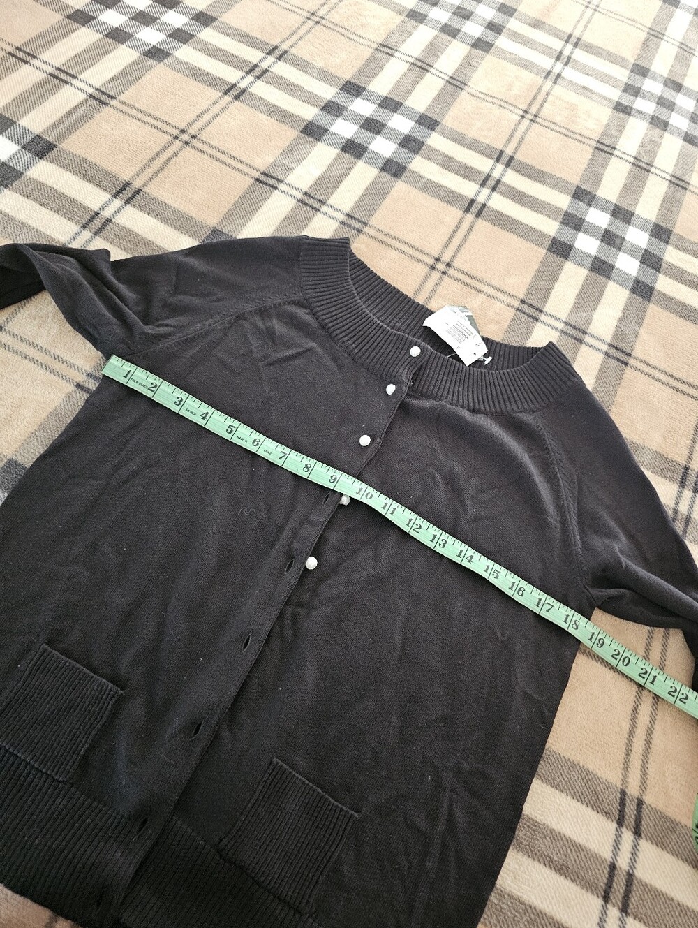 Women’s Black Button-Front Knit Cardigan - Picture 7 of 7